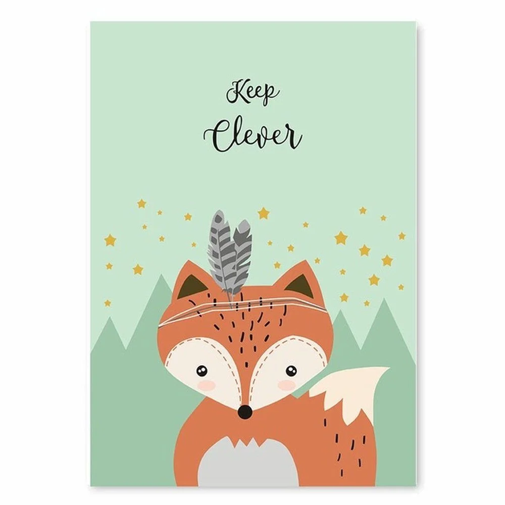Kinderzimmer Poster-Set „Waldtiere“ – 4er-Set, A4
